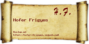 Hofer Frigyes névjegykártya